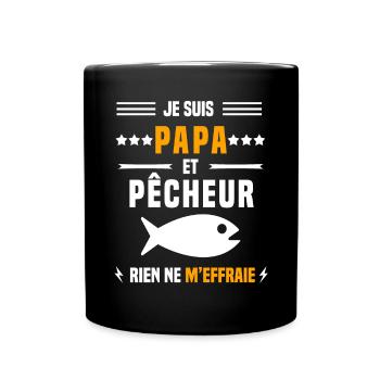 papa pêcheur poisson rien ne m'effraie papa pêche - Mug uni - noir - Devant