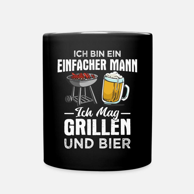 Griller BBQ Grill Grillmeister Grillen Bier - Tasse einfarbig - Schwarz