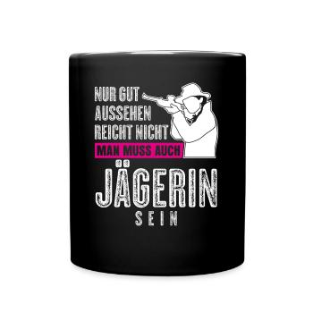 Jägerin Keiler Jagd Wildschwein Jäger - Tasse einfarbig - Schwarz - Vorne