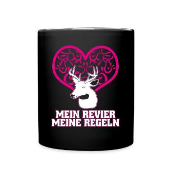 Jägerin Jagd Revier Jäger - Tasse einfarbig - Schwarz - Vorne