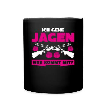 Jägerin Ich gehe Jagen Keiler Jäger - Tasse einfarbig - Schwarz - Vorne