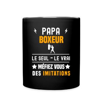papa boxeur le seul le vrai papa boxe - Mug uni - noir - Devant