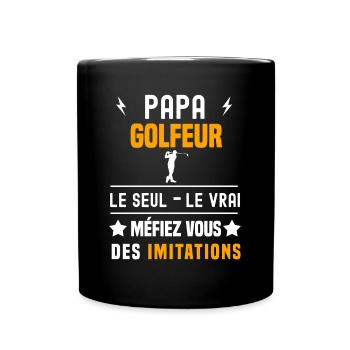 papa golfeur le seul le vrai papa golf - Mug uni - noir - Devant