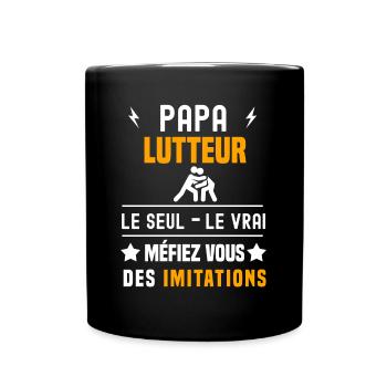 papa lutteur le seul le vrai papa lutte - Mug uni - noir - Devant