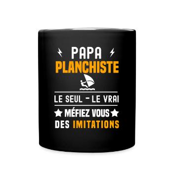 papa planchiste le seul le vrai papa planche voile - Mug uni - noir - Devant
