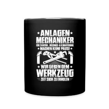 Anlagenmechaniker Klempner Plumber Sanitär Heizung - Tasse einfarbig - Schwarz - Vorne