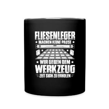 Fliesenleger Plattenleger Mosaikleger Floor Tiler - Tasse einfarbig - Schwarz - Vorne