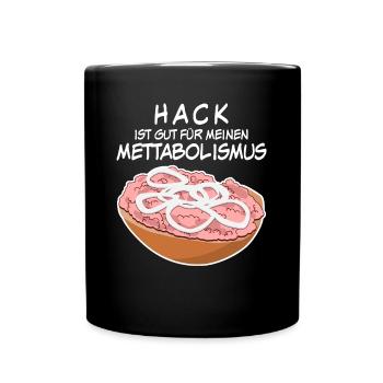 Mettbrötchen Hackfleisch Mett Mettigel - Tasse einfarbig - Schwarz - Vorne