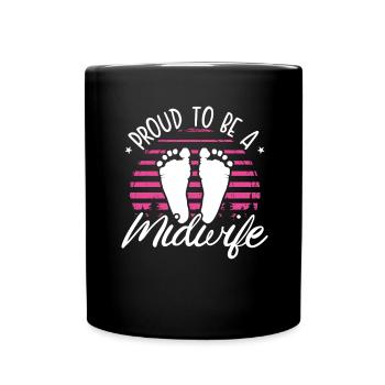 Midwife Proud to be a midwife - Full Colour Mug - black - Front