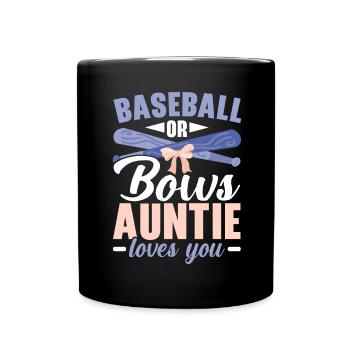 Baseball ou bows Tante aime toi Bébé Révéler - Mug uni - noir - Devant