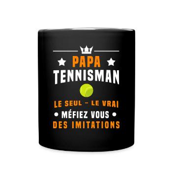 papa tennisman méfiez vous des imitations tennis - Mug uni - noir - Devant