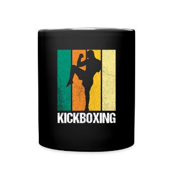 Retro Kickboxing Kickboxer Fighting MMA Fighter - Full Colour Mug - black - Front