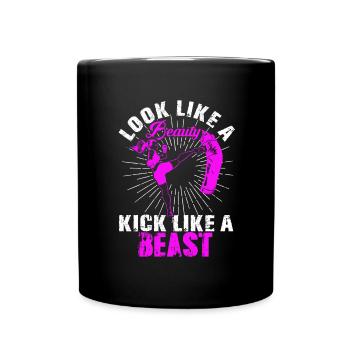 Beauty Kickboxing Beast Kickboxer Girl Fighter - Full Colour Mug - black - Front