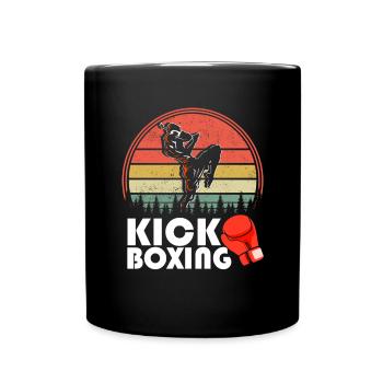 Retro Kickboxer Vintage Kickboxing Fighter MMA - Full Colour Mug - black - Front