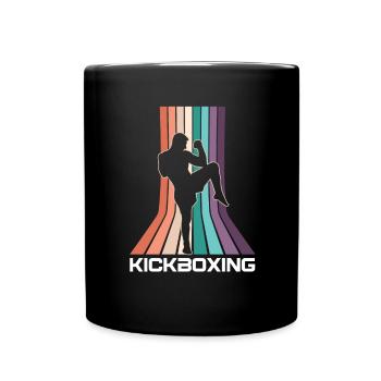 Vintage Kickboxer Retro Kickboxing Fighter MMA - Full Colour Mug - black - Front