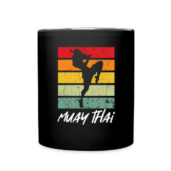 Retro Muay Thai MMA Martial Arts Thailand Boxing - Full Colour Mug - black - Front