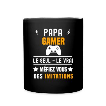 papa gamer le seul le vrai papa gaming - Mug uni - noir - Devant