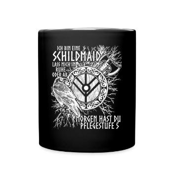 Schildmaid Wikinger Spruch Berserker - Tasse einfarbig - Schwarz - Vorne