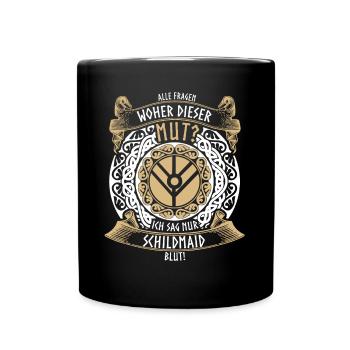 Schildmaid Wikinger Berserker - Tasse einfarbig - Schwarz - Vorne