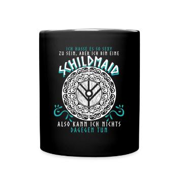 Schildmaid Wikinger Witz Berserker - Tasse einfarbig - Schwarz - Vorne