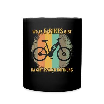 EBike elektrisches Fahrrad Retro E-Bike - Tasse einfarbig - Schwarz - Vorne