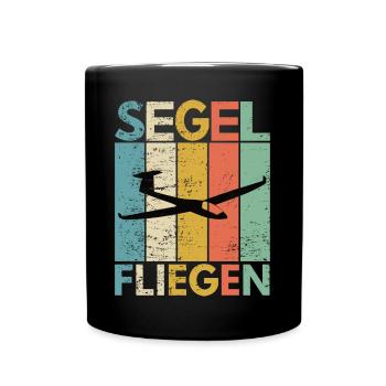 Segelflug Retro Vintage Design für Segelflieger - Tasse einfarbig - Schwarz - Vorne
