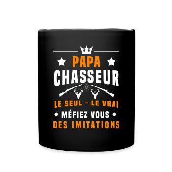 papa chasseur chevreuil méfiez vous imitations - Mug uni - noir - Devant