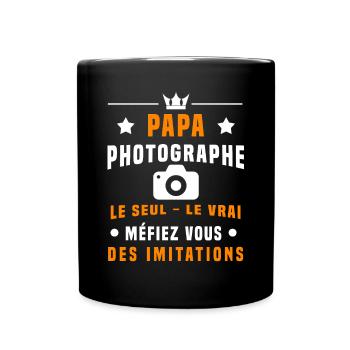 papa photographe méfiez vous imitations photo - Mug uni - noir - Devant