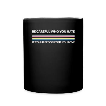 Attention, qui déteste - LGBTQ Polygenre - Mug uni - noir - Devant