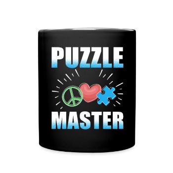 Puzzle-Meister Puzzle-Stücke Liebhaber - Tasse einfarbig - Schwarz - Vorne