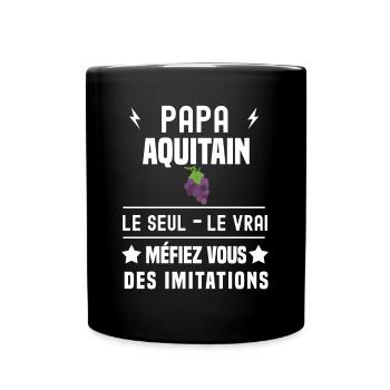papa aquitain vigne le seul le vrai aquitaine - Mug uni - noir - Devant