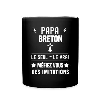 papa breton hermine le seul le vrai bretagne - Mug uni - noir - Devant
