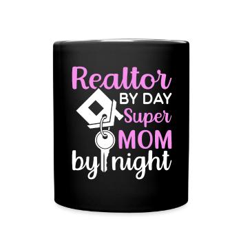 Immobilienmaklerin bei Tag Super-Mama bei Nacht - Tasse einfarbig - Schwarz - Vorne