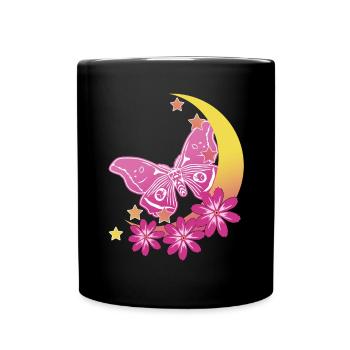 Moth Rose Moon Occult Moth Goth - Full Colour Mug - black - Front