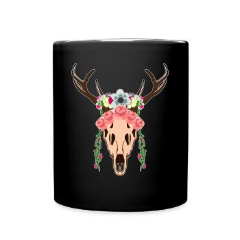 Dirndl Geweih Kopfschmuck Trachtenkleid - Tasse einfarbig - Schwarz - Vorne