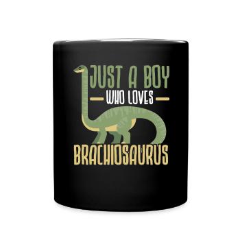 Just a boy who loves brachiosaurus dinosaurs - Full Colour Mug - black - Front