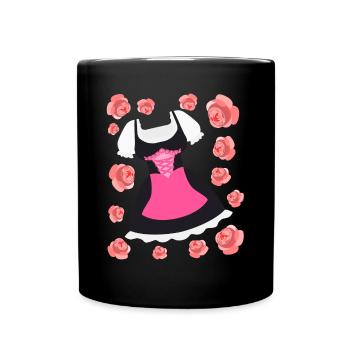 Dirndl avec fleurs Roses Costume Robe - Mug uni - noir - Devant