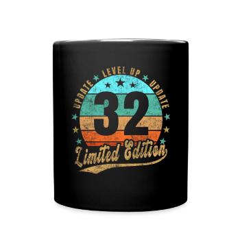 Update Level Up 32 Jahre Limited Edition Retro - Tasse einfarbig - Schwarz - Vorne