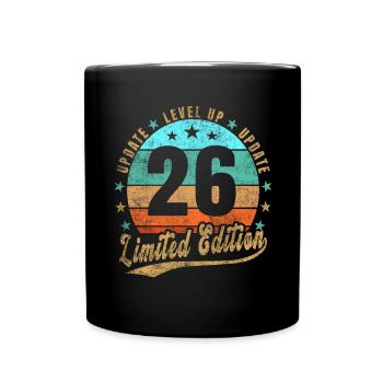 Update Level Up 26 Years Limited Edition Retro - Full Colour Mug - black - Front