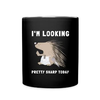 Porcupine Pig Hedgehog Rodent Hystricidae - Tasse einfarbig - Schwarz - Vorne