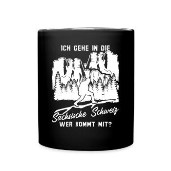 Sächsische Schweiz Wandern Wanderer - Tasse einfarbig - Schwarz - Vorne