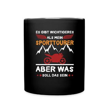 Retro Gibt Wichtigeres Sporttourer Motorradfahrer - Tasse einfarbig - Schwarz - Vorne