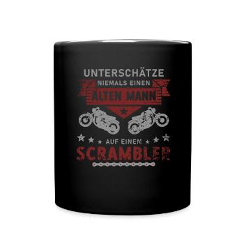 Unterschätze Alten Mann Scrambler I Motorrad Opa - Tasse einfarbig - Schwarz - Vorne