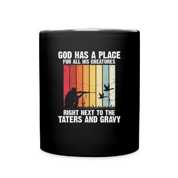 Funny Duck Hunting Design Hunter Hunting Duck Design - Full Colour Mug - black - Front