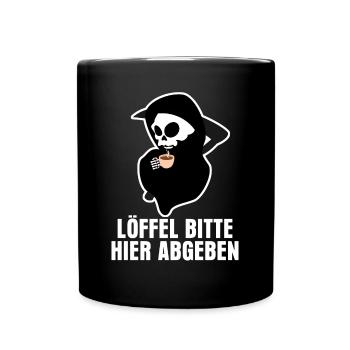 Sensenmann Löffel abgeben Grim Reaper - Tasse einfarbig - Schwarz - Vorne