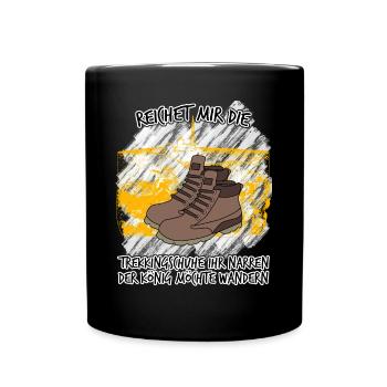 Harz Harzer Wandern Wanderschuhe Brocken - Tasse einfarbig - Schwarz - Vorne