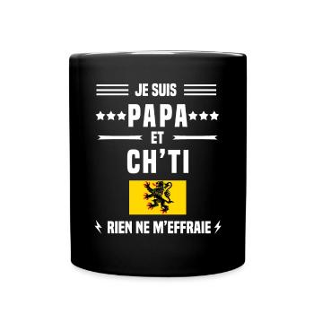papa ch'ti drapeau rien ne m'effraie nord - Mug uni - noir - Devant