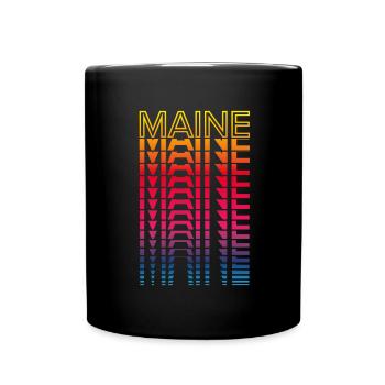 Retro Nostalgic USA State - Rainbow Maine - Full Colour Mug - black - Front