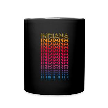 Retro Nostalgic USA State - Rainbow Indiana - Full Colour Mug - black - Front