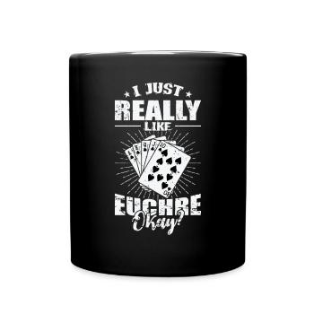 J’aime vraiment Euchre D’accord? Jeu de cartes - Mug uni - noir - Devant